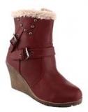 Kielz Ankle Length Maroon Boots Women