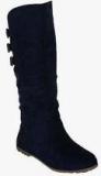 Kielz Calf Length Blue Boots Women