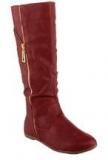 Kielz Calf Length Red Boots Women