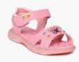 Kittens Pink Embellished Open Toe Flats With LED Lighting Girls