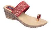 La Zilver Red Wedges Women