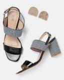 Lavie Black & Grey Textured Block Heels Women