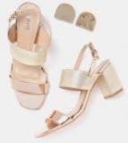 Lavie Rose Gold Toned & Gold Toned Textured Heels Women