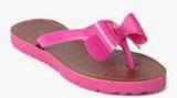 London Rebel Pink Bow Flip Flops Women