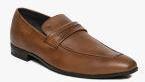 Louis Philippe Brown Solid Genuine Leather Slip On Shoes Men