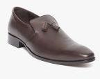 Louis Philippe Coffee Brown Genuine Leather Semiformal Slip Ons Men