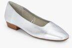 Mango Silver Solid Pumps Women