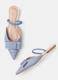 Mast & Harbour Blue Striped Mules Women