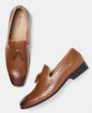 Mast & Harbour Brown Textured Semiformal Slip Ons Men