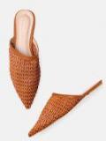 Mast & Harbour Brown Woven Design Mules Women