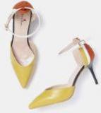 Mast & Harbour Mustard Yellow & Brown Colourblocked Pumps Women