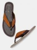 Mast & Harbour Tan Brown Self Design Thong Flip Flops Men