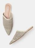 Mast & Harbour Taupe Woven Design Mules Women