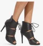 Mft Couture Black Lazer Cut Tie Up Stilettos women