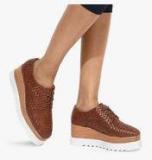 Mft Couture Brown Weaved Derby Lifestyle Shoes women