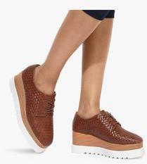 Mft Couture Brown Weaved Derby Lifestyle Shoes women