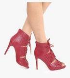 Mft Couture Red Lazer Cut Tie Up Stilettos Women