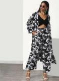 Miss Bennett Black Printed Tie Up Shrug With Pant Women