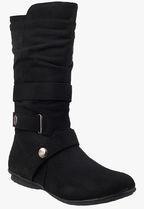 Mochi Calf Length Black Boots Women