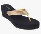 Mochi Gold Solid T Strap Flats Women