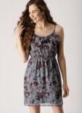 Ms Taken Grey Printed Skater Dress Women