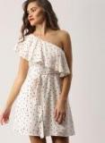 Ms Taken White Coloured Printed Skater Dress Women