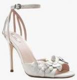 Next White Leather Flower Bridal Stilettos Women