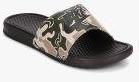 Nike Benassi Just Do It Print Brown Flip Flops men