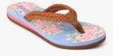 Pavers England Tan Floral Flip Flops Women