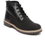 Provogue Black Solid High Top Flat Boots Men