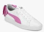 Puma Basket Bow Patent Jr White Sneakers girls