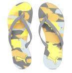 Puma Grey & Yellow Ribbons V2 Idp Printed Thong Flip Flops Women