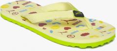 Puma Kids Yellow & Lime Green Printed Terry Y1 GU PS IDP Thong Flip Flops