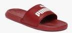 Puma Maroon Solid Sliders Women