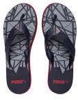 Puma Men Navy Blue & Grey Printed Thong Flip Flops