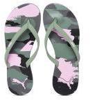 Puma Olive Green & Pink Ribbons V2 Idp Printed Thong Flip Flops Women