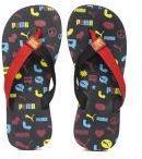 Puma Red & Black Terry Y1 GU JR IDP Printed Thong Flip Flops Boys