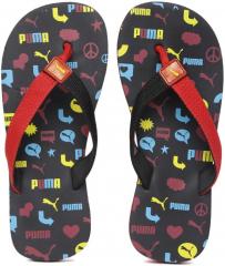 Puma Red & Black Terry Y1 GU PS IDP Printed Thong Flip Flops boys