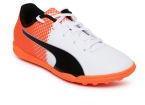 Puma White & Orange EvoSPEED 5.5 TT JrFootball Shoes Girls