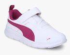 Puma White & Pink Flex Essential SL V PS Sneakers Boys