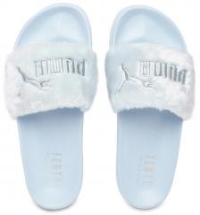 Puma Women Blue Fur Solid Sliders