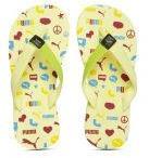 Puma Yellow & Lime Green Printed Terry Y1 GU PS IDP Thong Flip Flops Boys