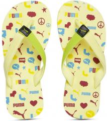 Puma Yellow & Lime Green Terry Y1 GU JR IDP Printed Thong Flip Flops girls