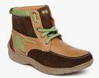 Red Chief Brown Colourblocked High Top Boots Men