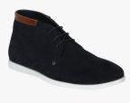 Red Tape Navy Blue Leather Mid Top Flat Boots Men