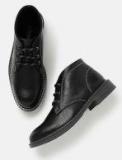 Roadster Black Mid Top Flat Boots Men