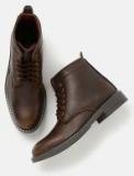 Roadster Brown Solid Synthetic High Top Flat Boots Men