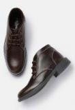 Roadster Brown Solid Synthetic Mid Top Flat Boots Men