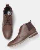 Roadster Coffee Brown Solid Mid Top Flat Boots Men