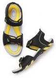 Roadster Men Black & Yellow Sports Sandals